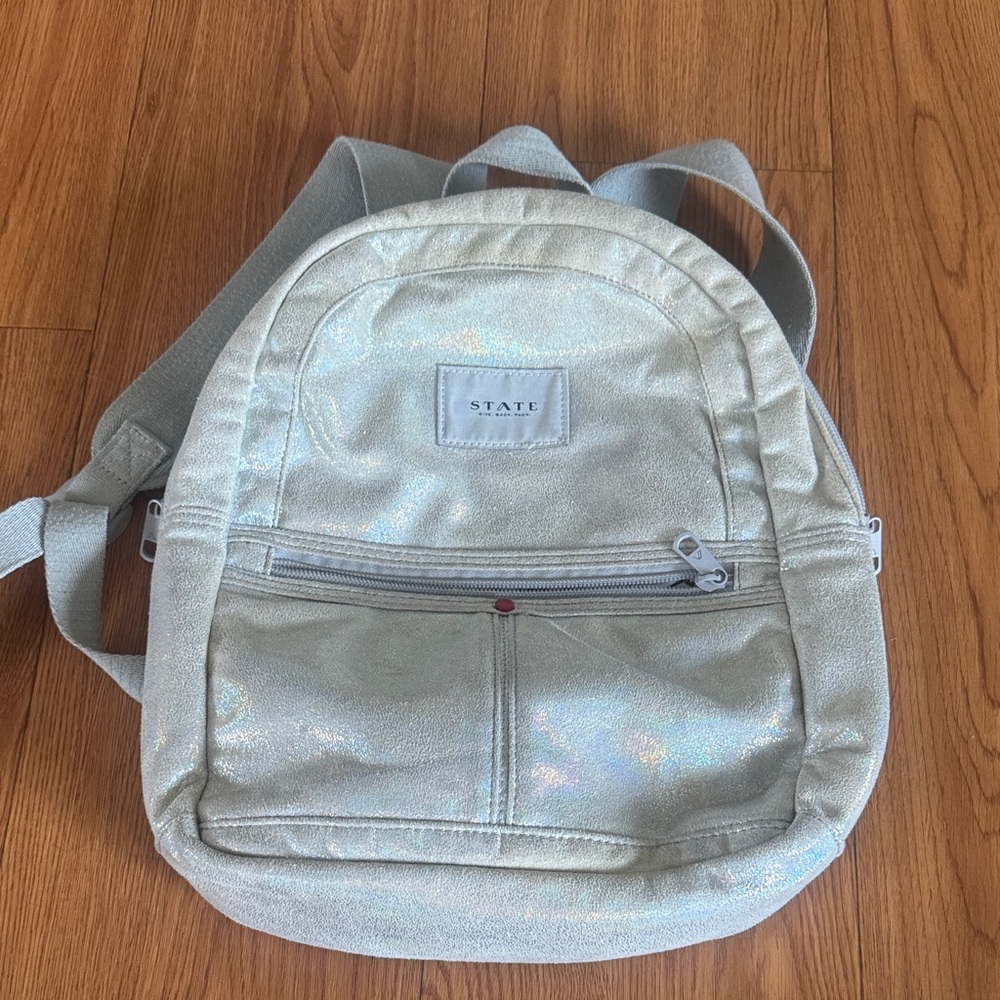STATE Metallic Silver Backpack